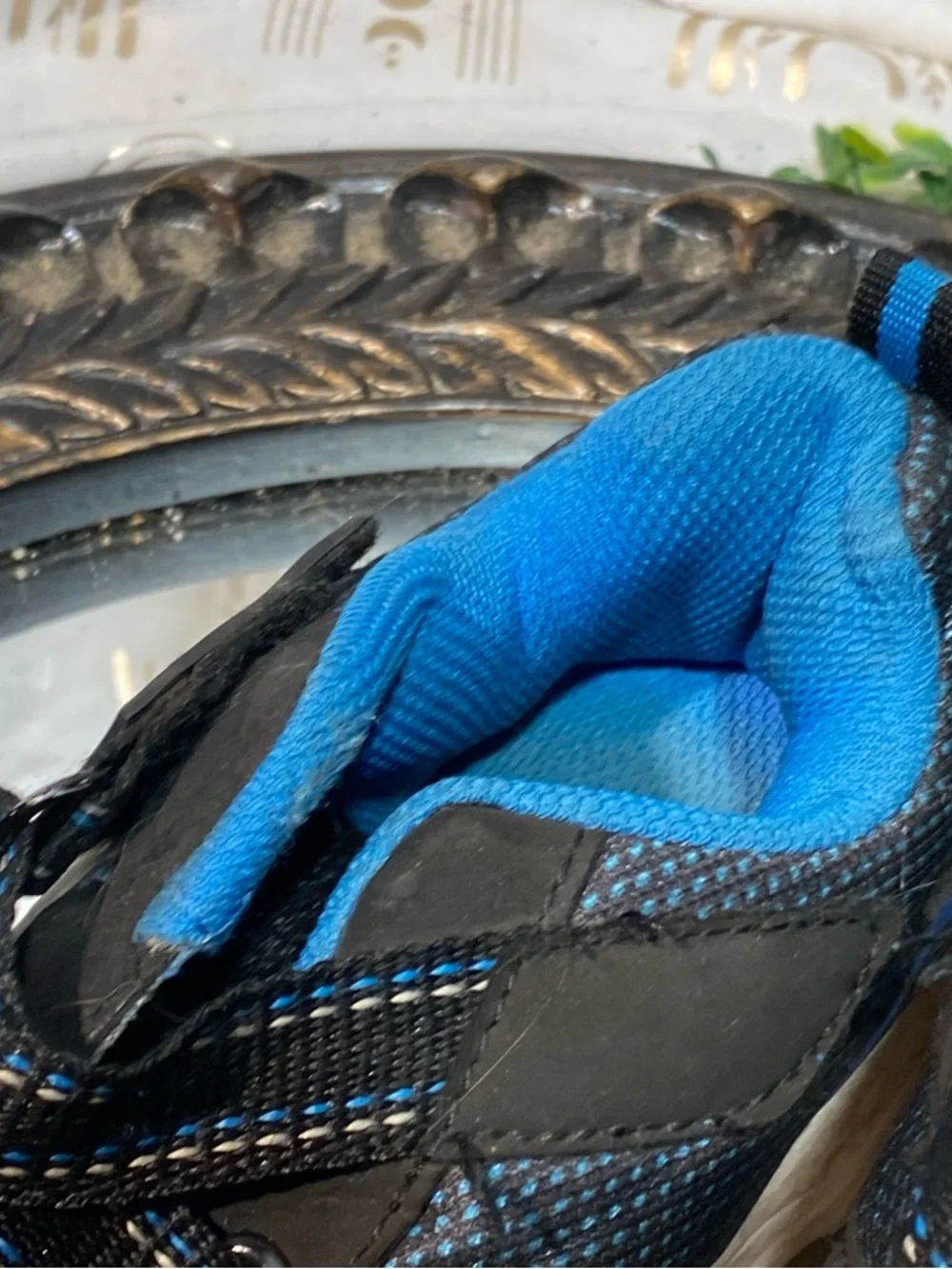 Blue and Black Kids Hook-and-Loop Athletic Sneakers